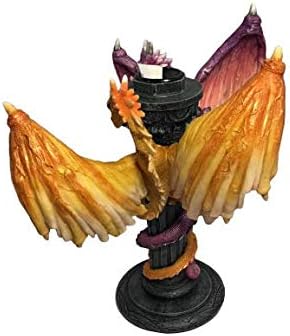 Miniatura 3 de Candelabro Flying Dragons de 8 pulgadas de alto, cruz celta con soporte gótico