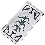 Alltribes Native American Malachite Jet Silver Cornstalk Money Clip Traditional Pattern on German Silver Clamp 0021