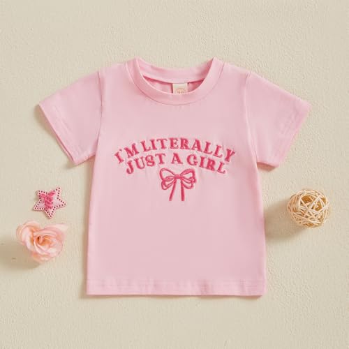 Toddler Baby Girl Summer Clothes Bow Embroidery Short Sleeve T Shirt Kid Cute Infant Outfit Big Sis Tee Tops2