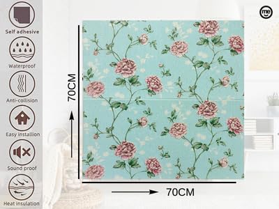 Image of CVD 3D PE Foam Self-Adhesive Wall Stickers | Blue Rose Wallpaper for Home, Hotel, Living Room, Bedroom & Cafe | DIY Decorative Panel (70 x 70 cm, Approx. 5.8 Sq. Feet, 1 Piece)