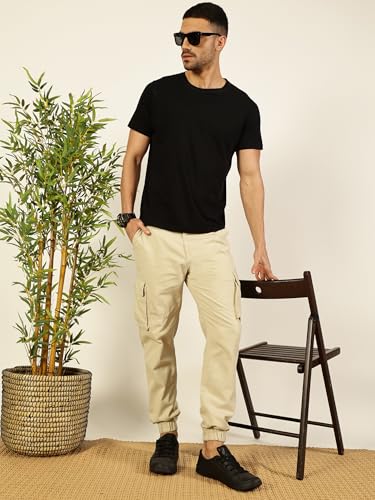 Image of Thomas Scott Men's | Solid | Light Weight | Breathable Fabric | Mid Rise | Regular Fit | Cotton Blend | Button Waist | Chino Trouser | Pants