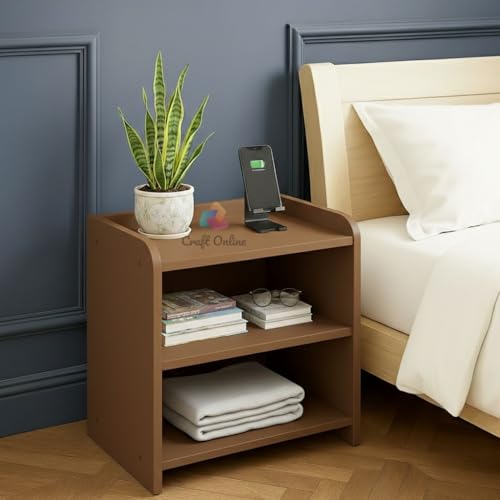Image of CraftOnline Living Room Nightstand, Decorative End Table for Living Room Bedroom, Bedside Table (Brown)