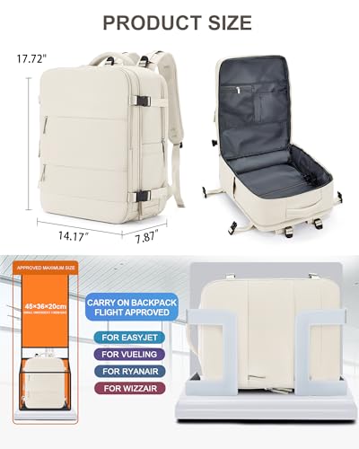 Image of coowoz Large Travel Backpack Carry On for Women Man Gym Backpacks with Laptop Compartment Mochila de Viaje Teacher Personal Item Backpack Rucksack Airplane Accessories Must Haves Beige