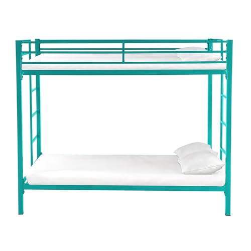 Image of Pilio Twin Over Twin Metal Bunk Beds for Kids | Bunker Bed for Adults | Double Decker Bed for Kids Room Furniture | Frame Only, Mattress not Included (Aqua Blue)