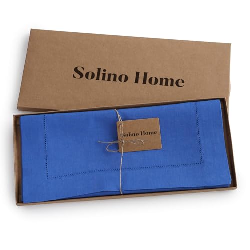 image for Solino Home Linen Royal Blue Table Runner 132 Inches Long - 100% Pure 