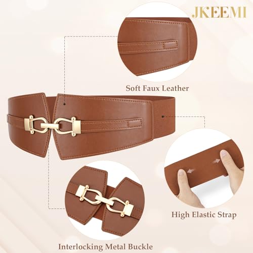 Wide Elastic Belts for Women Stretch Belt Gold Buckle Stretchy Waist Belts for Dresses Coats2