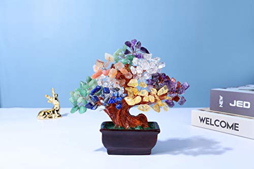 Gehecrst AKDE000247 Natural 7 Chakra Crystal Gemstones Money Tree Reiki Healing Crystal Stones Bonsai Tree Home Office Feng Shui Decoration thumb #2