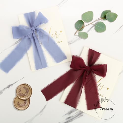 Burgundy Chiffon Ribbon 3 Rolls 1.5 inch X 5 Yard Handmade Frayed Edges Chiffon Ribbon Set for Gift Wrapping, Christmas Decor, Wedding Decor, Bridal Bouquets, and DIY Crafts - Image 3