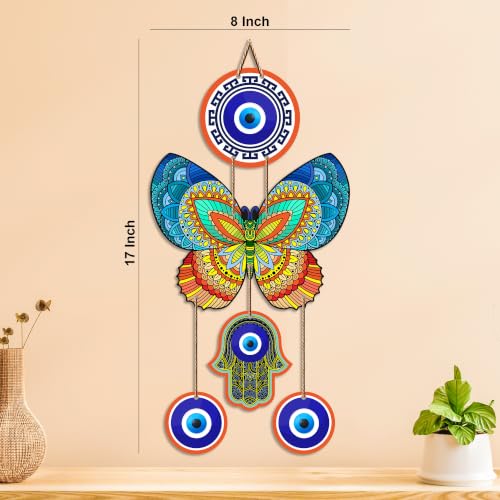 Image of Artvibes Mandala Butterfly Evil Eye Wall Hanging for Home Entrance | Lucky Charm MDF Wall Decor | Decorative Art for Living Room | Bedroom | Office & Main Door | Gift Item (WH 8586N)