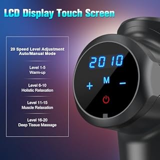 Muscle Massage Gun Deep Tissue Percussion Massager - Portable Handheld Sport Massagers for Athletes, Super Quiet & Powerful Brushless Motor Cordless, 20 Speed Level,Wattne W2 (Black)