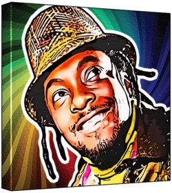 Buy Will I Am - Pop Art Print (Multicolour; Psychedelic Swirl Background) 50 x 50 x 2 cm Large Square Deep Box Canvas — BookShops.in