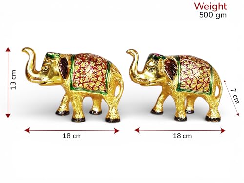 Image of KridayKraft Metal Elephant Small Size Multicolor 2 pcs Set for Showpiece Enhance Your Home,Office & Table and Gift for Have House Warming Anniversaries, Birthday...