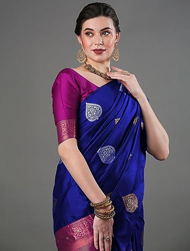 Image of Flosive Women's Mix Color Kanjivaram Silk Saree With Blouse