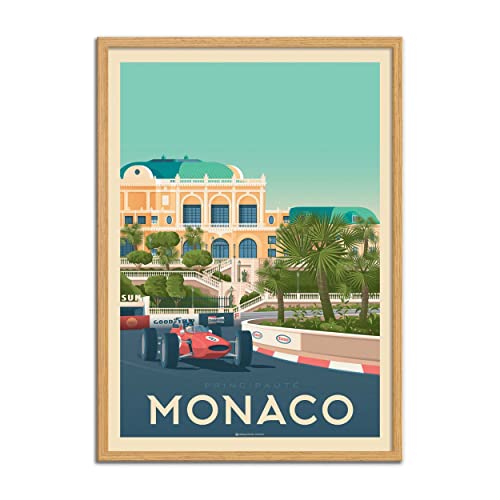 WALL EDITIONS Art-Poster - Monaco - Olahoop Travel Poster - Format 50 x 70 cm
