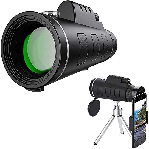 HUIBBGO Telescopio Monocular Telescopio de Alta Potencia Telescopio de Alta Potencia para Adultos, Alcance Monocular 40x60 con Soporte para Smartphone y Trípode, Monoculares Impermeables y