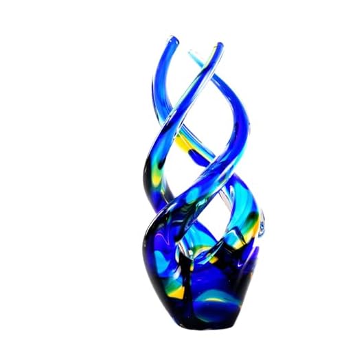 Mysphex 7.5" Hand Blown Cobalt Blue Abstract Art Glass Sculpture | All-Weather Spiral Design Modern Accent | Indoor & Outdoor Decor for Home, Office & Garden