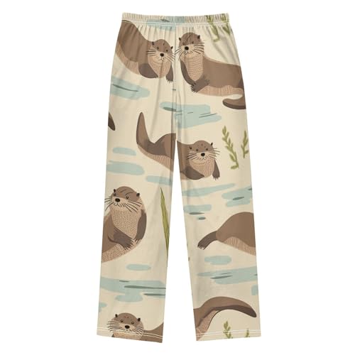ZZXXB Otter and Seaweed Boys Long Pants Soft Trousers Elastic Waist Kids Lounge Bottoms with Pockets S-XL2