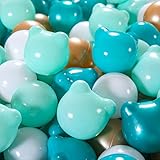 GOGOSO Bear Ball Pit Balls Shapes BPA Free Plastic Play Balls Crush Proof Kids Toddlers Baby Pastel Pelotas Toy Shaped Giant Friendship Bracelet, 2.15inch 100pcs, Green Brown White