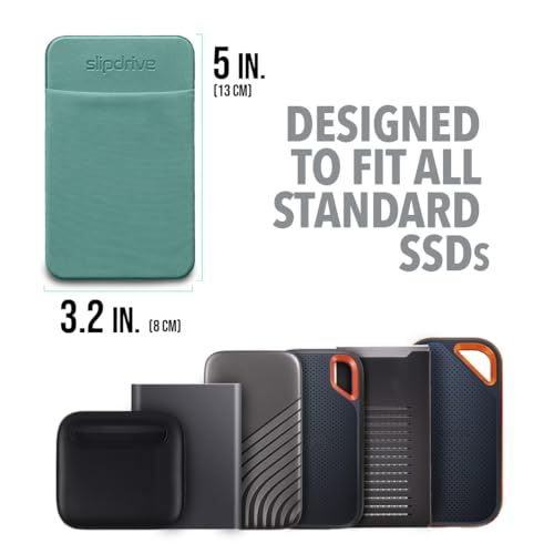 Image of Slipdrive - Laptop Hard Drive Case - Solid State Drive - Reusable Adhesive - Carry Case for 5 inch x 3.2 inch External Hard Drive - Carrying Case