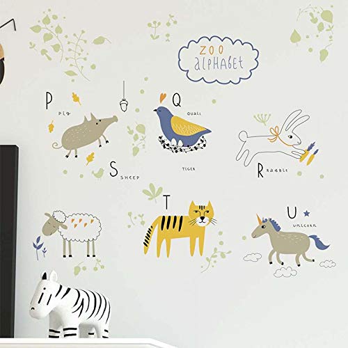 Image of Alphabet Zoo Animals Wall Stickers for Kids Room Decor Nursery Playroom Classroom Living Room Decoration Boho Wall Art-Self-Adhesive
