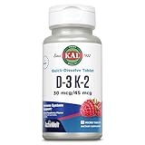 KAL Vitamin D3 K2 ActivMelts - Immune Support Supplement w/Vitamin D as D3 and MK7 VIT K2 - Supports Calcium Absorption for Strong Bones, Quick-Dissolve Tablets, Natural Raspberry Flavor, 60 Servings