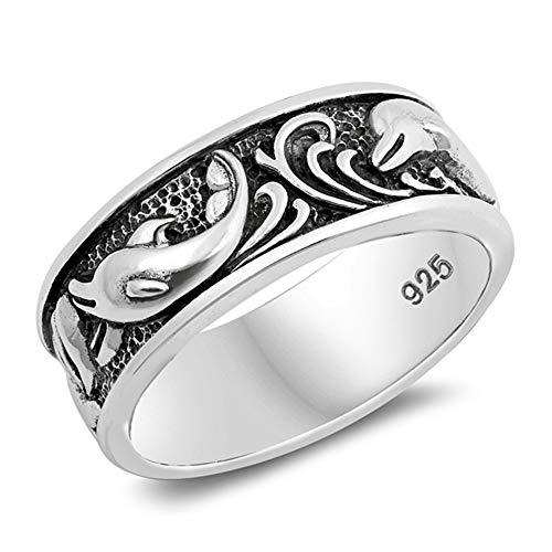 CloseoutWarehouse 925 Sterling Silver Joyful Dolphin Ring