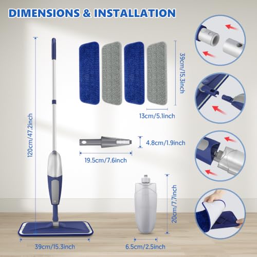 Image of BPAWA Spray Mops for Floor Cleaning: Wet Microfiber Mop for Hardwood Tile