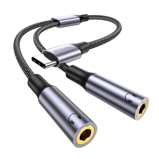 MOSWAG USB C to Dual 3.5mm Female Headphone Splitter,Type C to Dual 3.5mm Female Headphone Adapter Compatible with Pixel 7 6, Galaxy S23 iPhone 15 Pro Max/Pro/Plus
