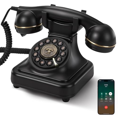 Bluetooth Old Fashioned Phone with Speakerphone, Classic Bluetooth Vintage Retro Home Phone, Landline Desk Phone to Cell Phone, Hands-Free Calling, Loud Vintage Ringtones, Senior-Friendly