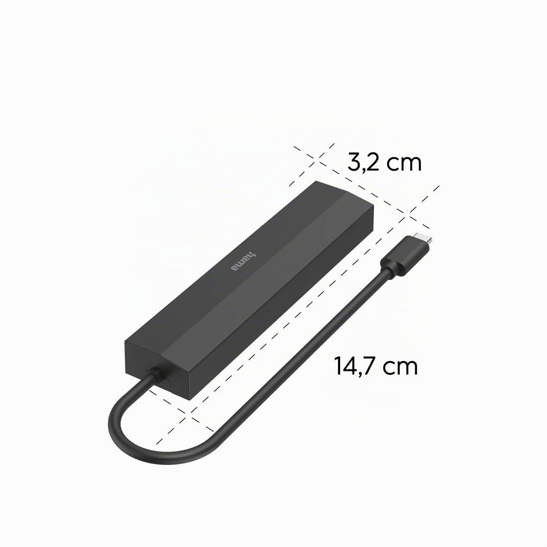 Hama Hub USB-C Multiports (Adaptateur 6 en 1: 3 USB-A, 1 USB-C Power Delivery PD, 1 HDMI, 1 Ethernet, Station d'Acceuil PC Portable/Tablette MacBook Pro, MacBook Air, iPad Pro, Dell et XPS) Noir
