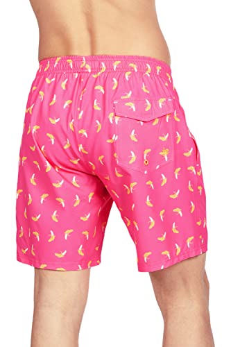 Tipsy Elves Pink Banana Classic Fit 7 Inch Inseam Swim Trunks for Men Size 3X-Large