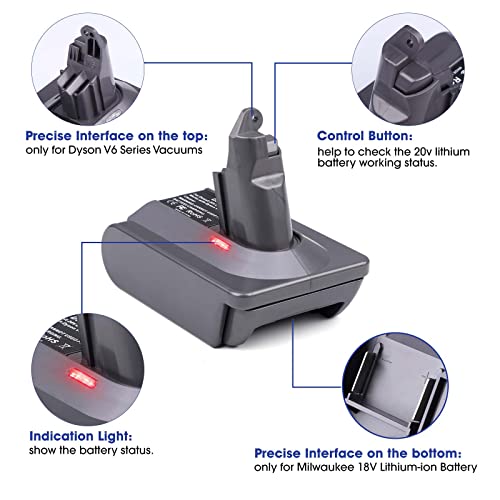 Image of for Dyson V6 Battery Adapter for Milwaukee 18V Battery, for M18 to for Dyson V6 SV03 SV04 SV09 DC62 DC59 Fluffy Vacuum Converter (only MIL18V6 Adapter)