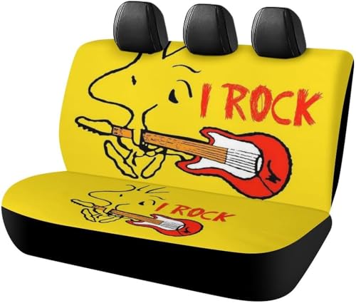 スヌーピー ウッドストック (2) カーシートカバー 車シートカバー 後部座席用 シート保護 おしゃれ カー用品 軽/普通車 汎用 後席クッションカバー 人気 キャラクター 四季通用