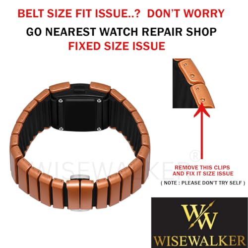 Image of WiseWalker Unisex GenZ Luxury Style Digital Gold Watch Unique Band with LED Display Digital Watch | Retro Digital LED Watch Black Display Screen Modern Fashion Timepiece | Wristwatch For Men and Women