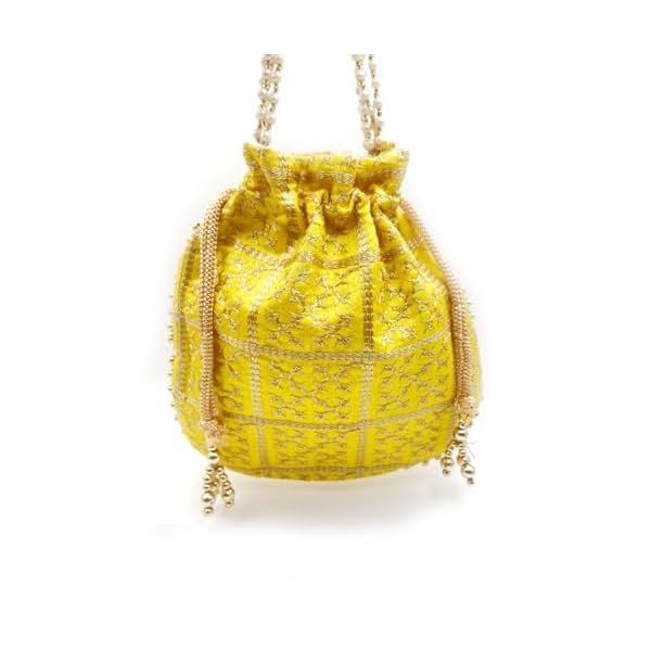 BYRA Women Designer Embroidered Potli Bag with Pearl Handle - Image 3