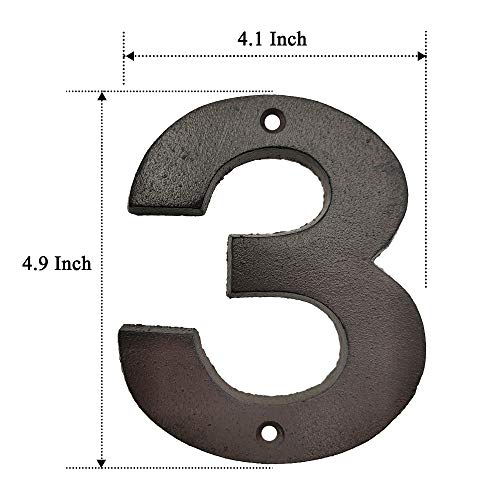 Cast Iron House Numbers-4.9 Inch High Home Address Numbers/Mailbox Numbers, Number 3