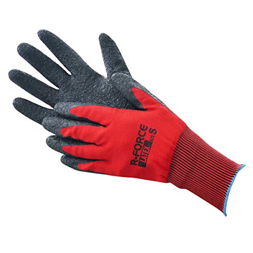 小野商事 現場系女子 天然ゴム背抜き手袋 アールフォース レッド Sサイズ AG784-S