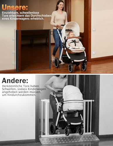 Treppenschutzgitter Ausziehbar 78 cm Hoch (Schwarz, 150cm)