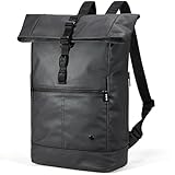 Rolltop Backpack for Adults, Water Resistant Expandable Daypack with Dedicated Compartment Fits 15.4” Laptops, Roll Top Back packs for Travel, Work Buisness, Commute, College & Carry-On Trips, Black