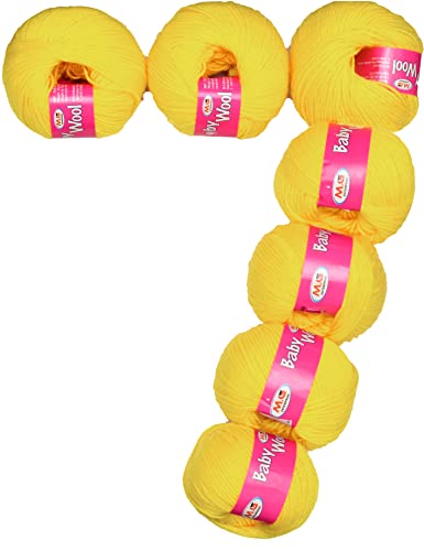 Image of M.G Enterprise Prime Baby Wool 100% Acrylic Yarn Kacha Pila 14 Pc 4 ply Ball Hand Knitting Wool /Art Craft Soft Fingering Crochet Hook Yarn-AD Art-IF