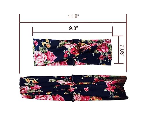 Scettar Beach Headbands for Women, 9 Pack Women's Boho Headbands for Women Girls Wide Bohemian Knotted Yoga Headband Head Wrap Hair Band Elastic Hair Band Accessories for girl