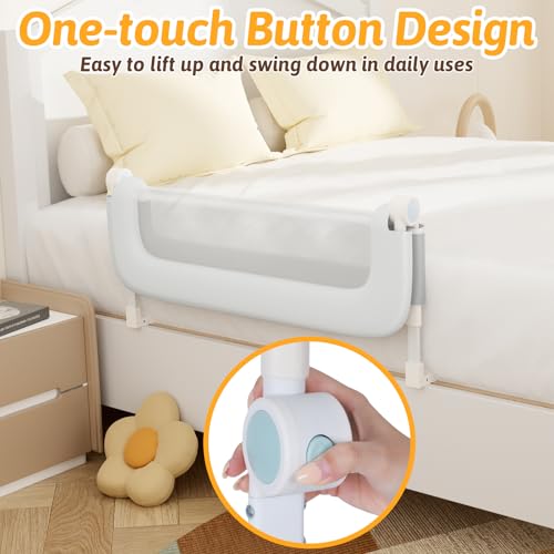 omzer Bed Rail for Toddlers - 32\" Baby Bed Rail Guard for Kids Folding Up & Adjustable Heights,Portable Toddler Bed Rails Barrier for Crib, Twin, Bunk,Full Size, Queen & King Bed
