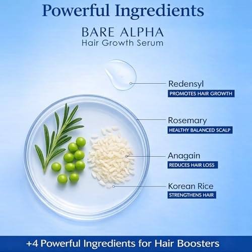 Image of Rosemary Hair Growth Serum (Roll On) | Boosts Hair Density, Stimulates Growth & Reduces Hair Fall | Enriched with Rice Water | For Women & Men (30ml - Roll On)
