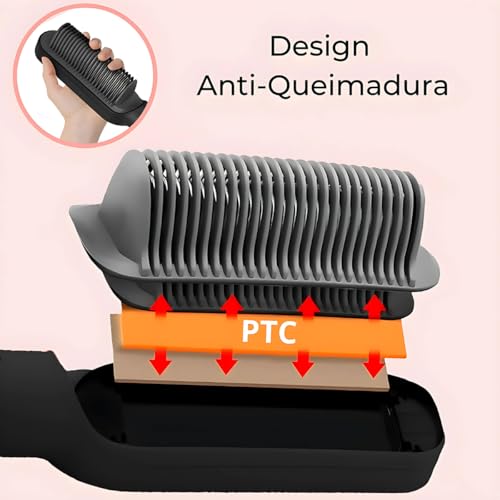Escova Alisadora Secadora Aquecimento Rápido 3 em 1 Seca Alisa Modela Temperatura Ajustável Tecnolog