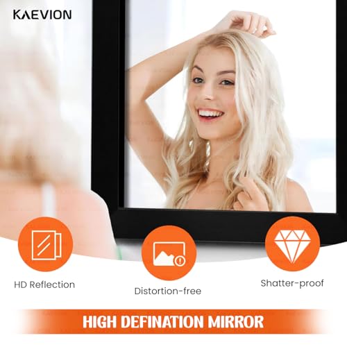 Image of Wall Hanging 1.75 ft Black Water Proof PVC Framed Mirror |Wall Mirror for Bedroom or Bathroom |Home Decor Wall Mounted for Bedroom Living-Room| washroom Mirror for Wall