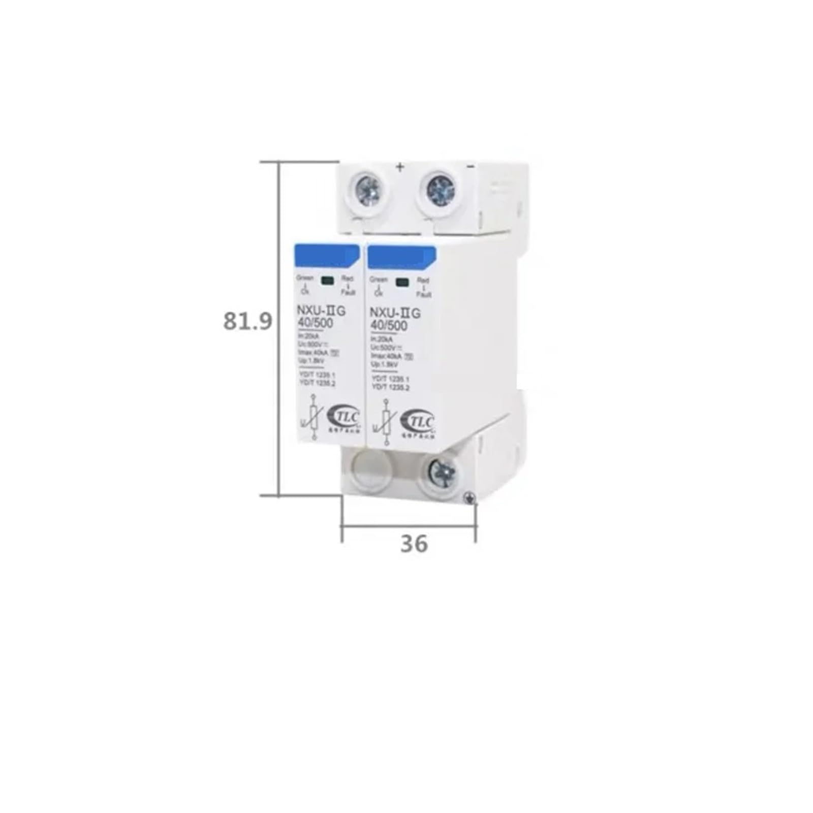 DC SPD Surge Protector 2P 40KA 85V 350V 500V Instantaneous Lightning Arrester Switch Contactor(DC 2P 40KA 350V)
