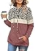 Angerella Pink Leopard Print Hoodies for Women Trendy Fall Tops 2024 Pullover Hooded Sweatshirt with Pocket S