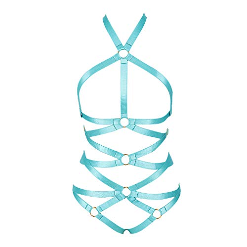 Women's Punk Full Caged Body Harness Strap Waist Garter Belt Set Goth Lingerie