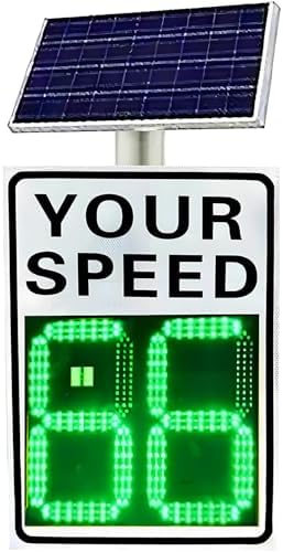 Solar Powered Radar Speed Display Sign, LED Speed Limit Feedback Sign with Remote Control, 20"x27" for Traffic Control, Improve Road Safety, Weather Resistant