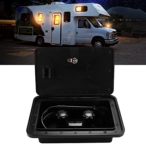 Tissting Rv Exterior Shower Box Kit Faucet With Shower Head Hot Cold Water Switch With 1.5M Hose,Keys For Boat Camper Motorhome Exterior Faucet Rv Shower Tool(Black) #TOP4